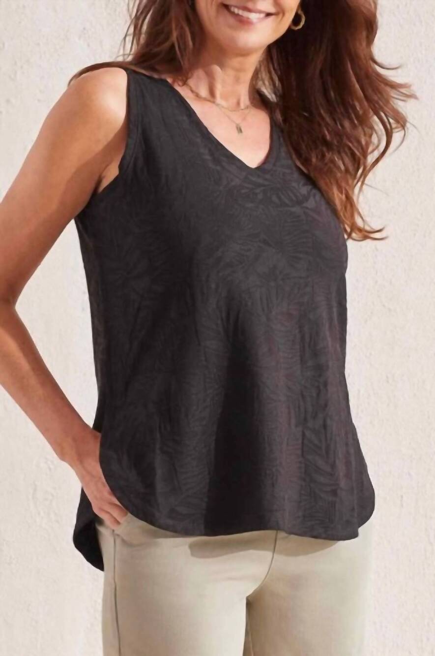 NEW TRIBAL textured tank top in black